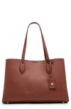 Anne Klein Double Compartment Tote Bag With Pouch In Brown