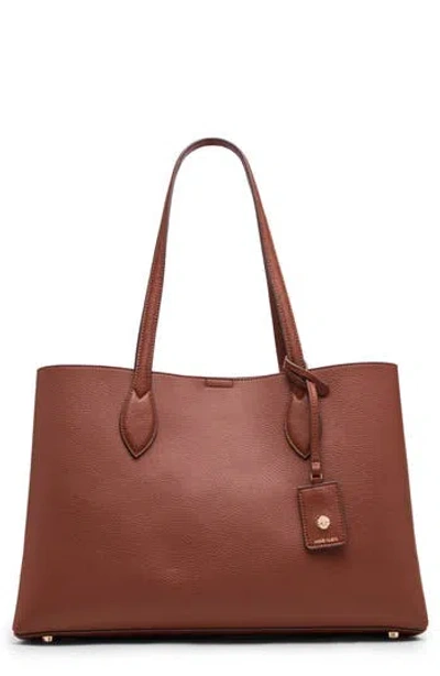 Anne Klein Double Compartment Tote Bag With Pouch In Brown