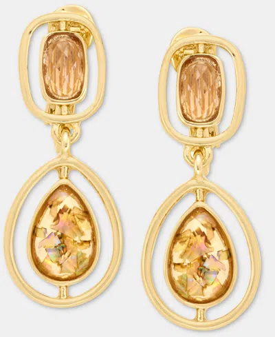 Anne Klein Double Stone Clip-on Drop Earrings In Multi