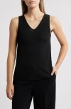 Anne Klein Double V-neck Sweater Tank In Anne Black