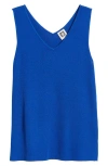Anne Klein Double V-neck Sweater Tank In Santorini Blue