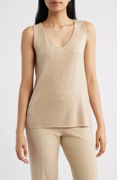Anne Klein Double V-neck Sweater Tank In Blue