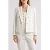 Anne Klein Double Weave Notch Collar Cotton Blend Blazer In Bright White