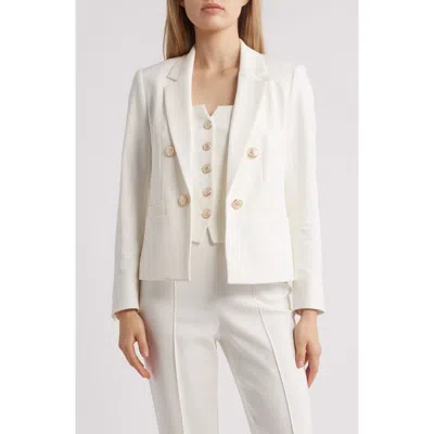 Anne Klein Double Weave Notch Collar Cotton Blend Blazer In Bright White