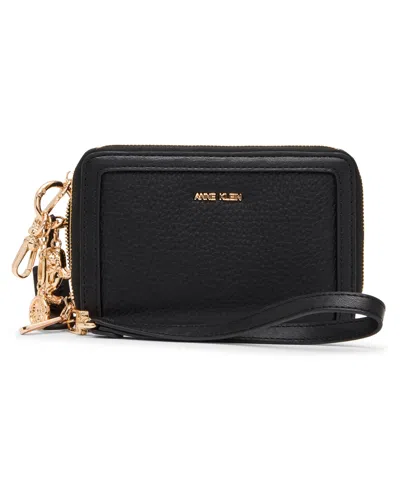 Anne Klein Double Zip Mini Around With Charm Wallet In Black