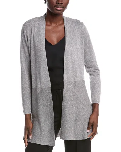 Anne Klein Drape Cardigan In Silver