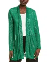 Anne Klein Sequin Draped Open Front Cardigan In Green