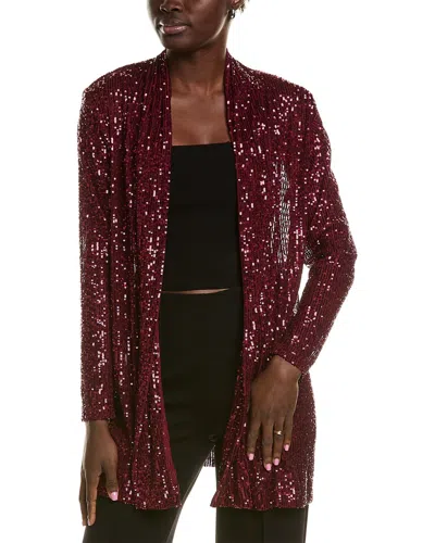 Anne Klein Drape Front Cardigan In Red
