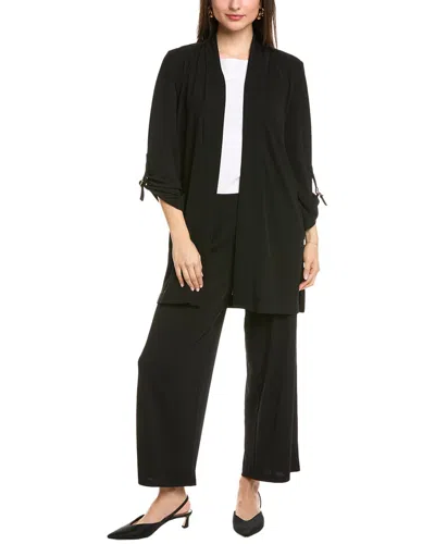Anne Klein Drape Front D-ring Cardigan In Black
