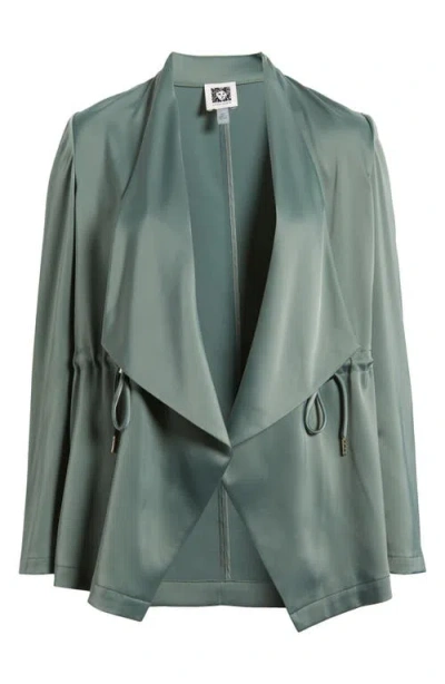 Anne Klein Draped Open Front Jacket In Eucalyptus