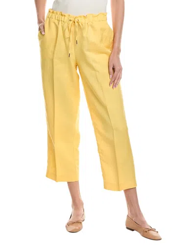 Anne Klein Drawstring Linen-blend Crop Pant In Yellow