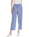 Anne Klein Drawstring Linen-blend Wide Leg Pant In Blue