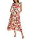 Anne Klein Drawstring Maxi Dress In Multi