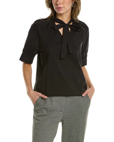 Anne Klein Elbow-length Puff Sleeve Blouse In Black