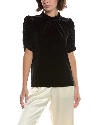 Anne Klein Elbow Puff Sleeve Top In Black