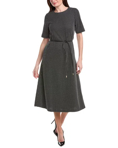 Anne Klein Micro Check A-line Dress In Black