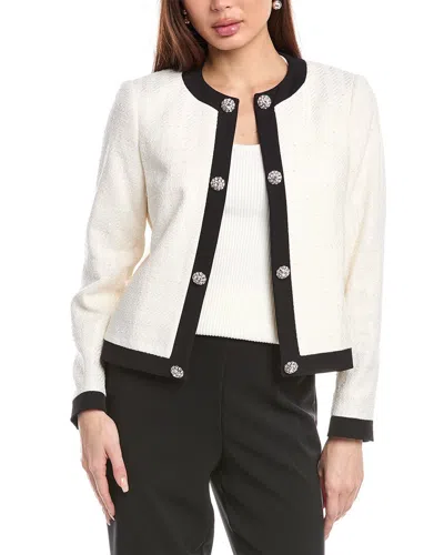 Anne Klein Embellished Framed Jacket In White