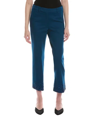 Anne Klein Embellished Hem Flare Pant In Blue