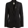 Anne Klein Embellished One-button Blazer In Black