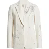 Anne Klein Embellished One-button Blazer In Neutral