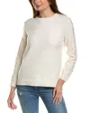 Anne Klein Bead Detail Crewneck Sweater In White