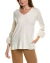 Anne Klein Women's Faux Fur Trim Sweater In White