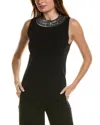 Anne Klein Mirror Bead Detail Sleeveless Sweater In Black