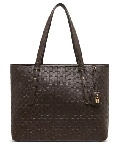 Anne Klein Embossed Medium Tote Handbag In Brown