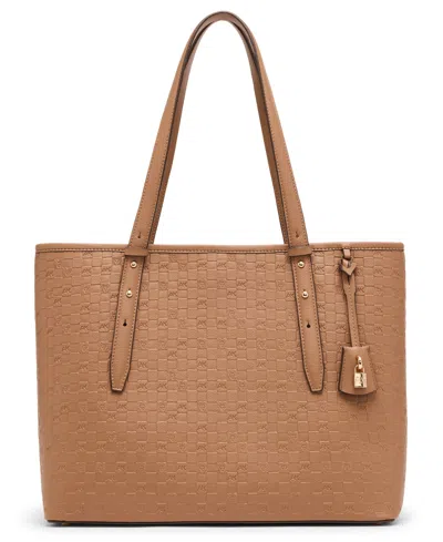 Anne Klein Embossed Medium Tote Handbag In Brown
