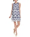 Anne Klein Embroidered Eyelet Shift Dress In Blue