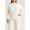 Anne Klein Embroidered Funnel Neck Sweater In White