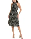 Anne Klein Embroidered Belted Cotton Midi Dress