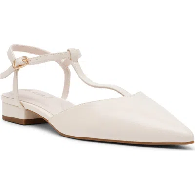 Anne Klein Emily Ankle Strap Pointed Toe Flat In White