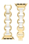Anne Klein Women's White Enamel And Gold-tone Alloy Metal Link Bracelet Designed For Apple Watch 42mm (series 1 In White