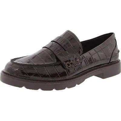 Anne Klein Eryn Womens Padded Insole Patent Loafers In Brown Croc