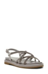 Anne Klein Esmeralda Strappy Sandal In Grey Microsuede