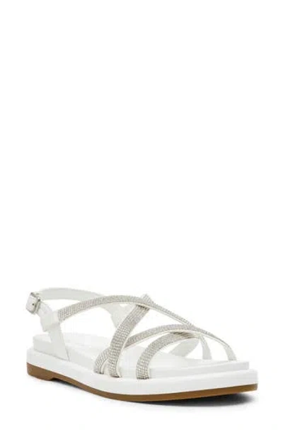 Anne Klein Esmeralda Strappy Sandal In White Microsuede