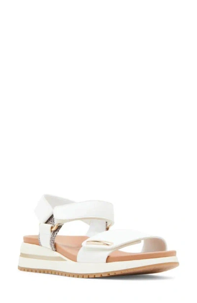 Anne Klein Essence Ankle Strap Platform Sandal In White