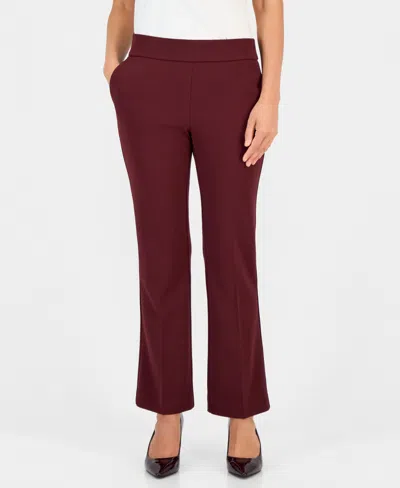 Anne Klein Essentials Ak Anne Klein Petite Pull-on Straight-leg Pants In Barolo