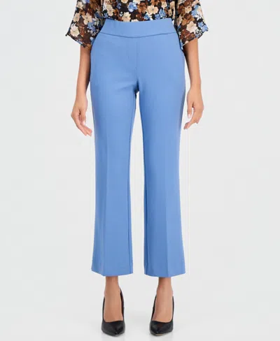 Anne Klein Essentials Ak Anne Klein Petite Pull-on Straight-leg Pants In Dutch Blue