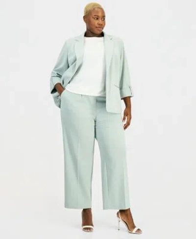 Anne Klein Essentials Notch Collar Kissing Fro Pull On High Rise Faux F In Green