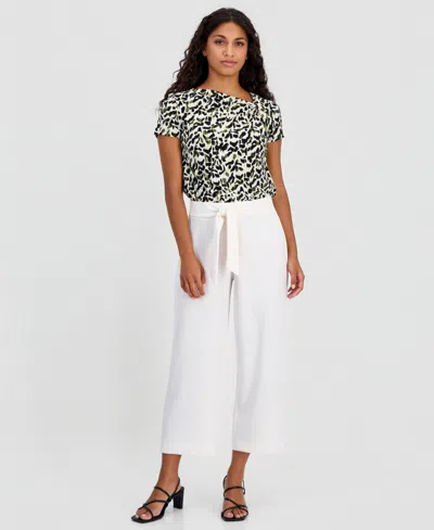 Anne Klein Essentials Petite Cropped Pull-on Pants In White