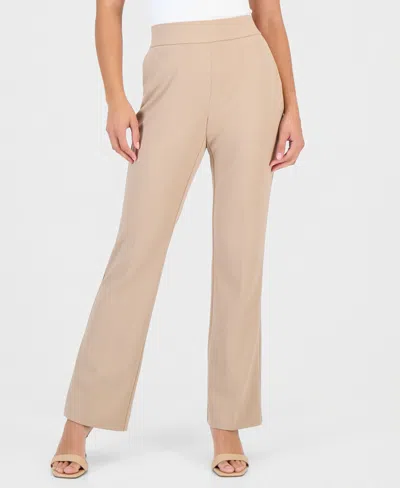 Anne Klein Essentials Petite High Rise Pull-on Pants In Brown