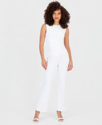Anne Klein Essentials Petite High Rise Pull-on Pants In White