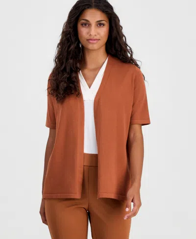 Anne Klein Essentials Petite Open-front Elbow-sleeve Cardigan