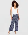Anne Klein Essentials Petite Printed High Rise Pull-on Pants