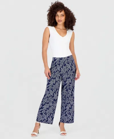 Anne Klein Essentials Petite Printed High Rise Pull-on Pants