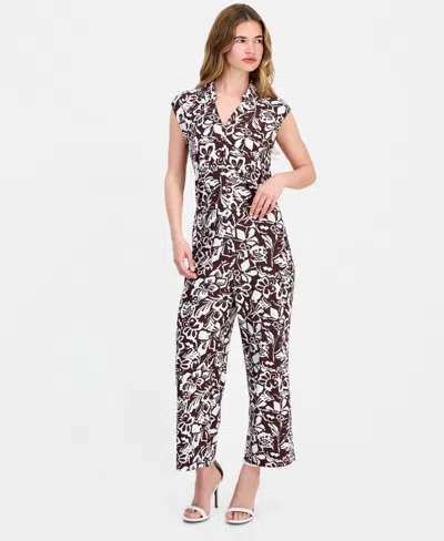 Anne Klein Essentials Petite Printed High-rise Wide-leg Pants