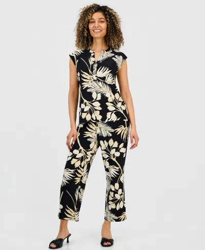 Anne Klein Essentials Petite Printed Pull-on Cropped Pants In Multi