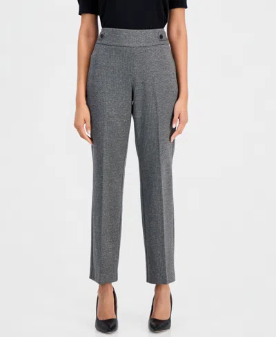 Anne Klein Essentials Petite Pull-on Cropped & Ankle Trouser In Anne Black,grey